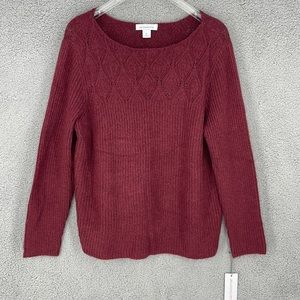 Liz Claiborne burgundy passion women’s long sleeve sweater size XL stretch